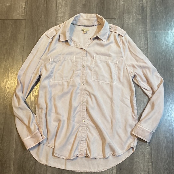 HOLDING HORSES Anthropologie Dimanche Pearl Snap Tunic Top Mauve M - Picture 5 of 8